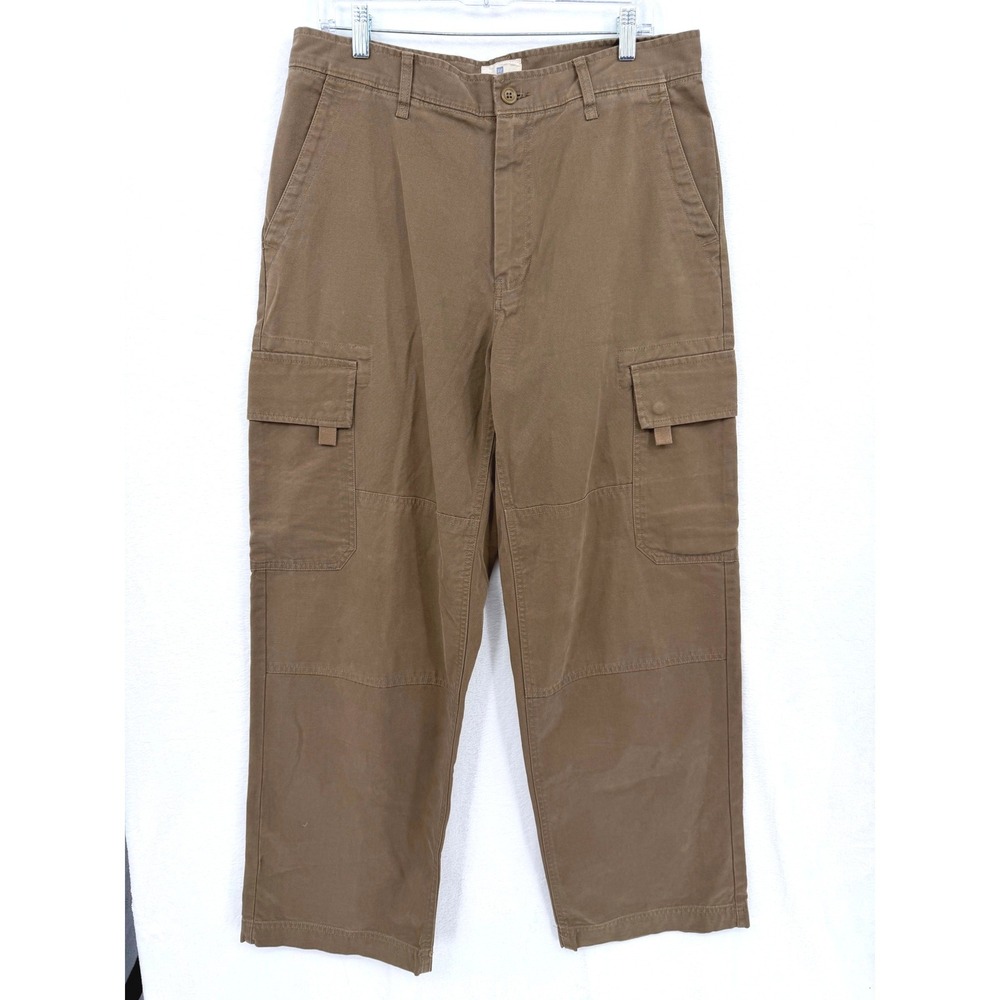Vintage Gap Heavyweight Cargo Pants Mens 33x32 Brown Cotton Canvas Workwear Y2K